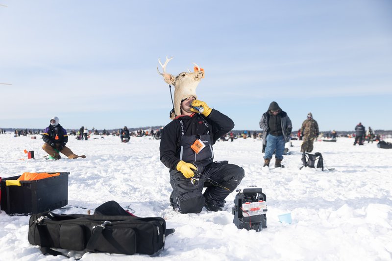 Ice fishing gambling game in Germany
